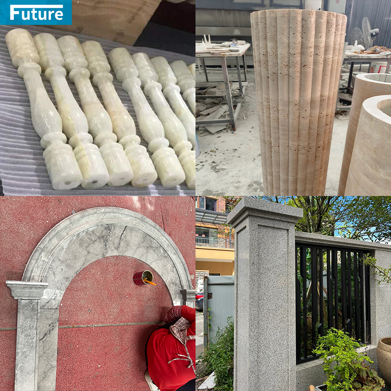 Customize Size Villa Outdoor Luxury Decorative House Pillars Designs Beige Marble Columns Prices Roman Column