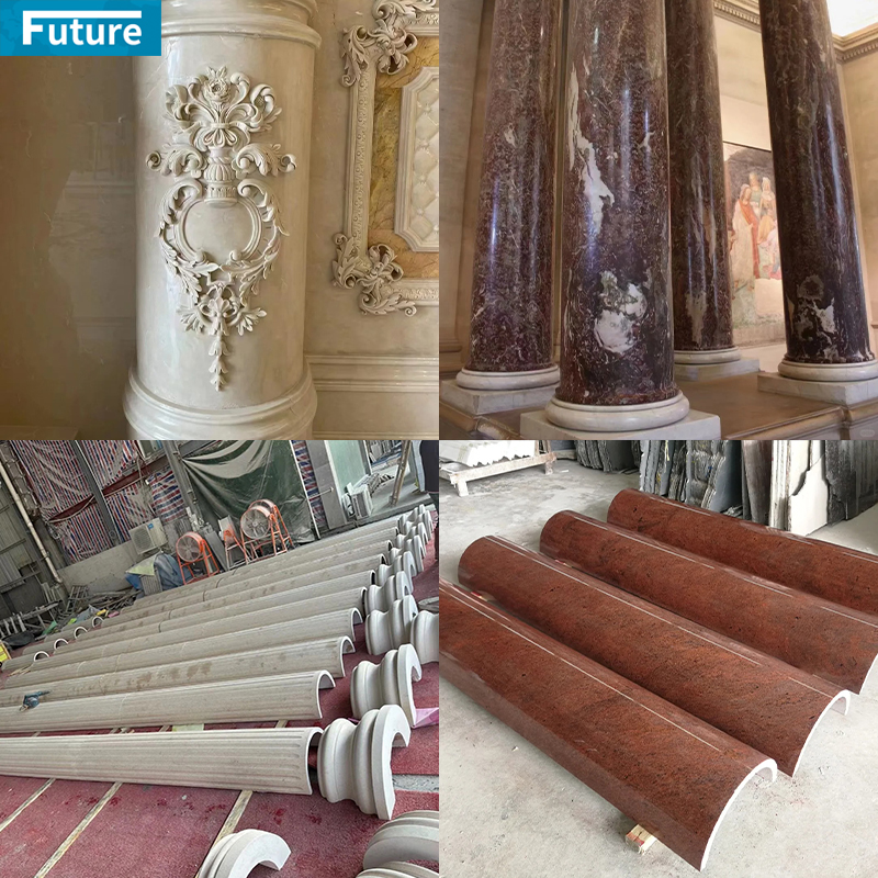 Party Decorative Pillars Columns Beige Marble Column Modern Roman Pillar for Hotel Lobby Decoration Villa Door Decor