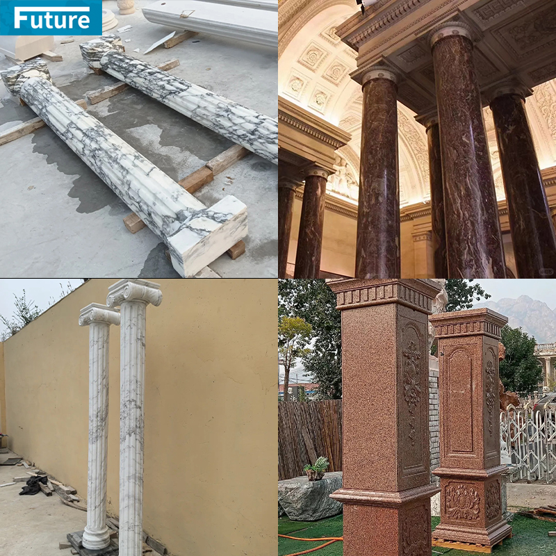 Outdoor Luxury Decorative House Pillars Modern Designs White Marble Columns Prices Roman Column for Villa Decoration Project
