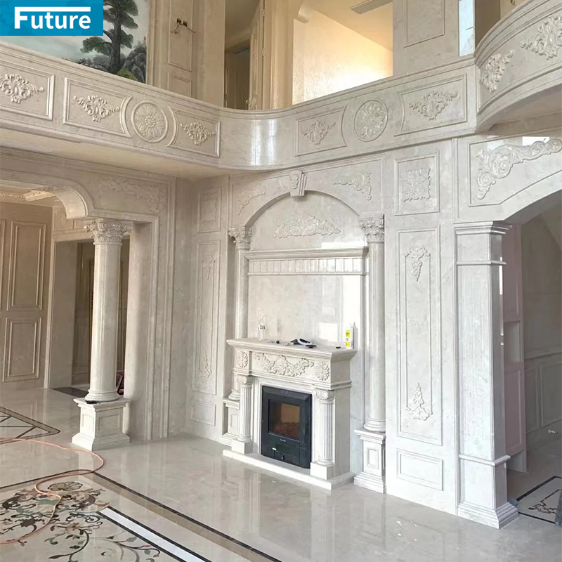 Customize Luxury Modern Design Interior Beige Marble Column Pillar Liner for Villa Hotel Lobby Decoration Project