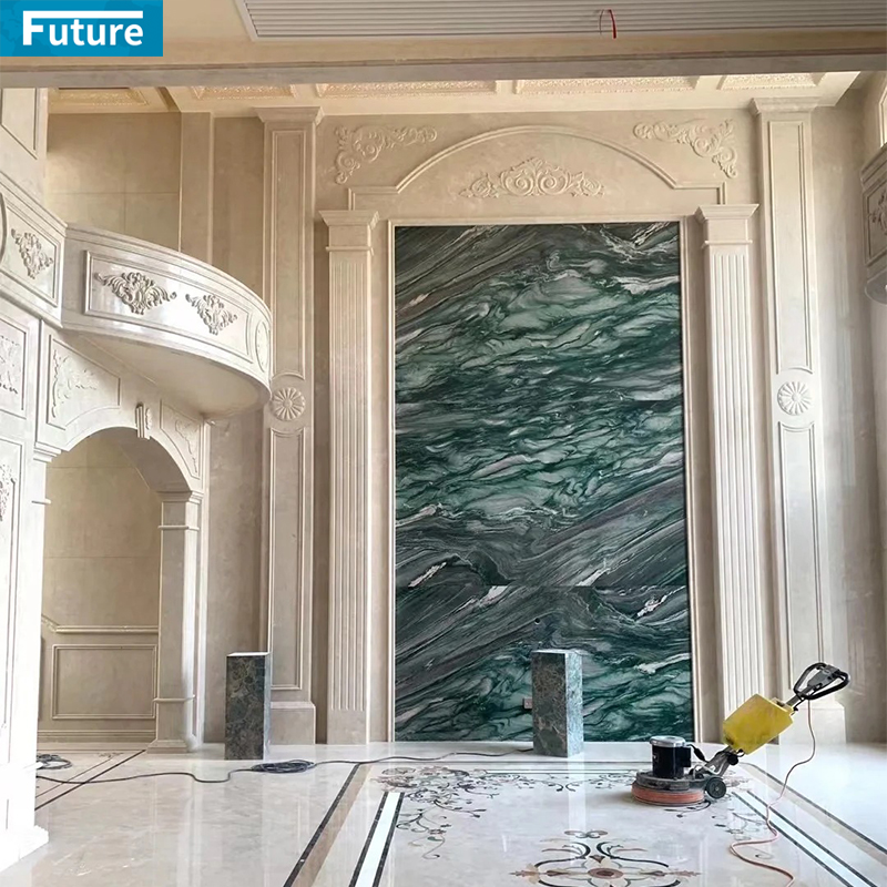 Customize Luxury Modern Design Interior Beige Marble Column Pillar Liner for Villa Hotel Lobby Decoration Project