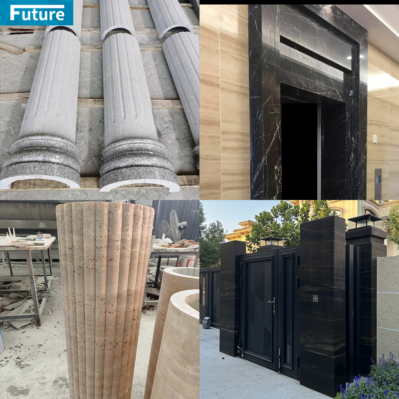 Customize Luxury Modern Design Interior Beige Marble Square Column Pillar for Villa Hotel Lobby Decoration Project