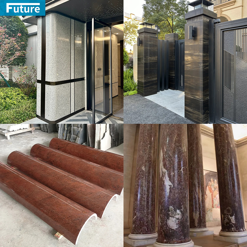 Customize Luxury Royal Design Interior Beige Marble Column Pillar With Art Carvings for Villa Hotel Lobby Fireplace Decoration