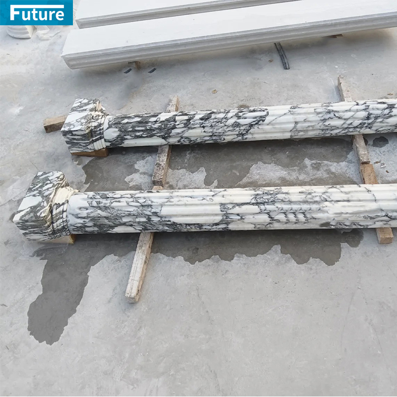 Customize Luxury Modern Interior Arabescato White Marble Roma Column Pillar Liner for Villa Hotel Lobby Decoration Project