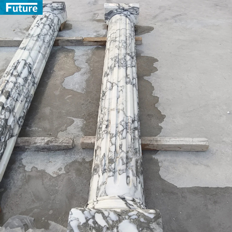 Customize Luxury Modern Interior Arabescato White Marble Roma Column Pillar Liner for Villa Hotel Lobby Decoration Project