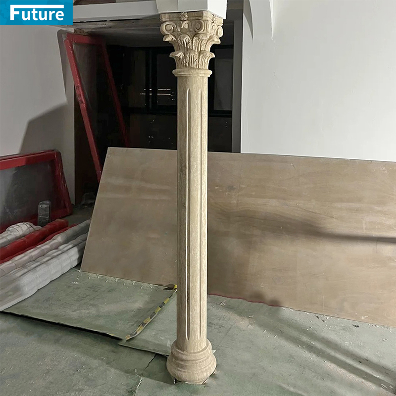 Customize Luxury Modern Interior Exterior Pure White Marble Roma Column Pillar for Villa Hotel Lobby Decoration Project