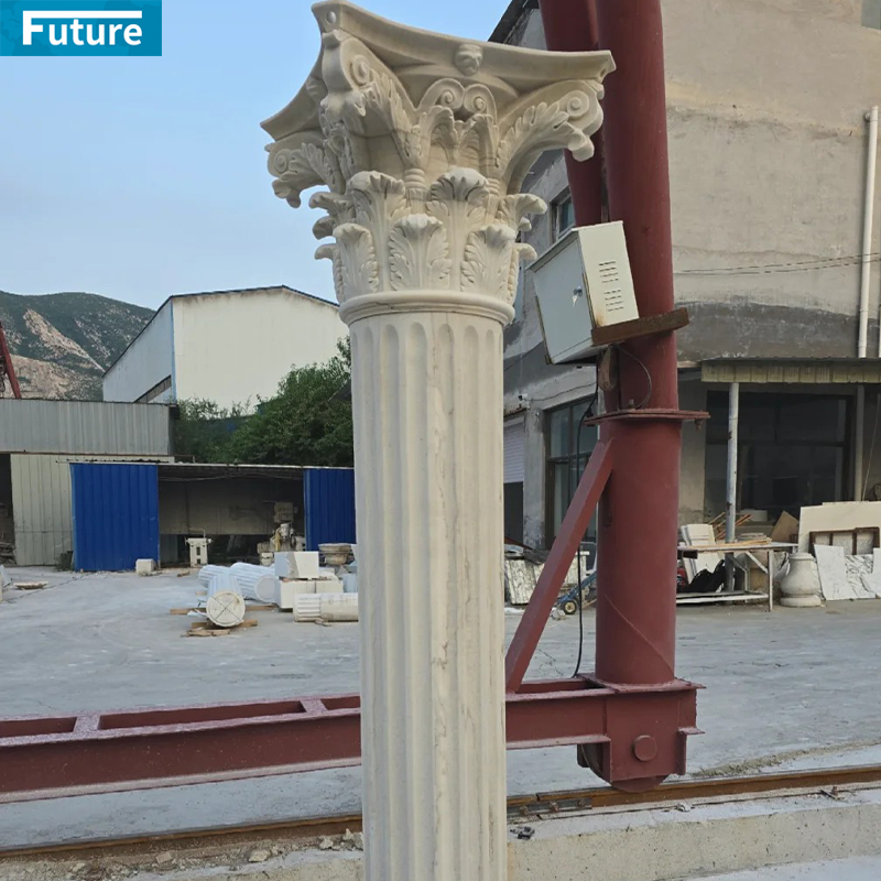 Customize Luxury Modern Interior Exterior Pure White Marble Roma Column Pillar for Villa Hotel Lobby Decoration Project