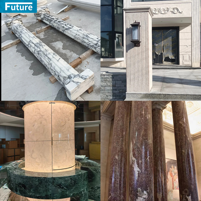 Customize Luxury Natural Rosso Red Marble Hollow Column Panel Red Marble Hollow Stone Pillar