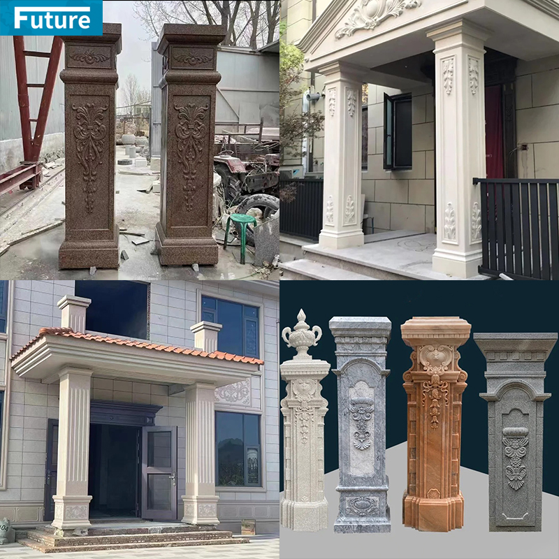 Customize Luxury Modern Design Interior Exterior Black Marble Square Column Pillar for Villa Hotel Lobby Decoration Project