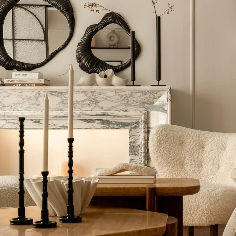 Luxury Indoor Customized Natural Stone Europe Style Indoor Carved Surround Luxury Calacatta Viola Marble Fireplace Mantel