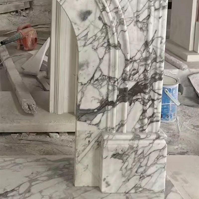 Natural Stone Custom Hand Carving Fireplace Home Livingroom Furniture Decoration Calacatta Viola Marble Fireplace Mantel