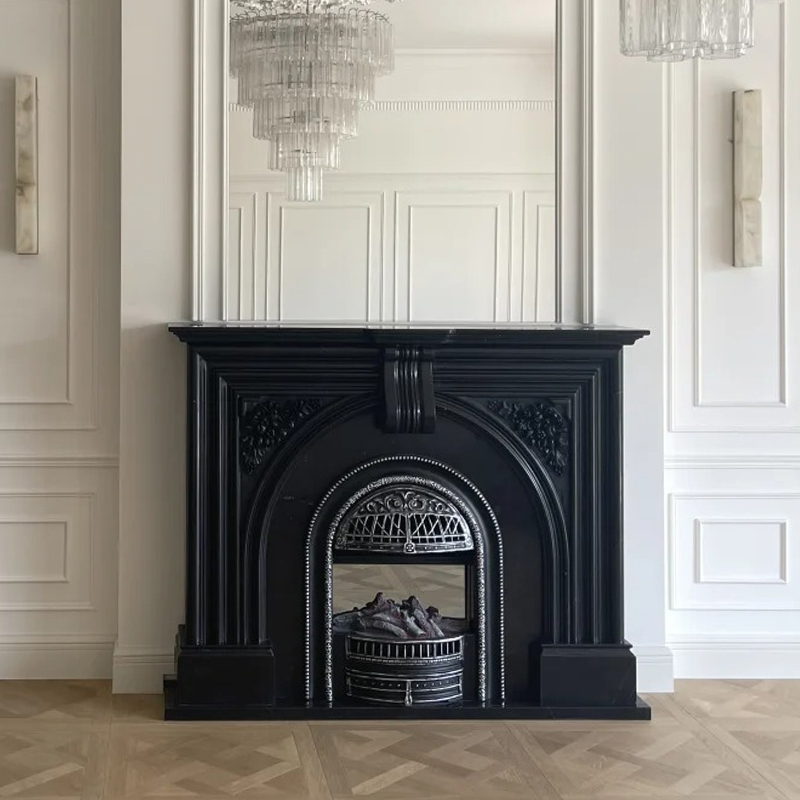 Natural Stone Custom Hand Carving Fireplace Home Livingroom Furniture Decoration Calacatta Viola Marble Fireplace Mantel