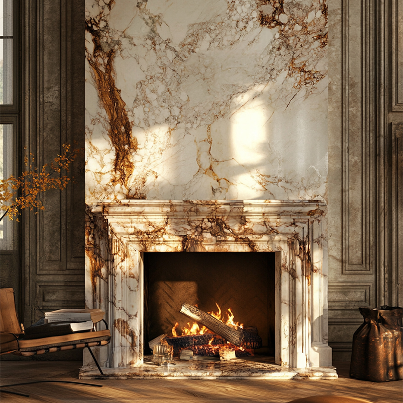 Luxury Natural Stone Wood Burning Hand Craved Real Italian Black Marble Fireplace Surround Mantel for Indoor Hotel Villa Decor