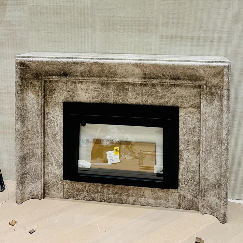 Luxury Natural Stone Wood Burning Hand Craved Real Italian Black Marble Fireplace Surround Mantel for Indoor Hotel Villa Decor