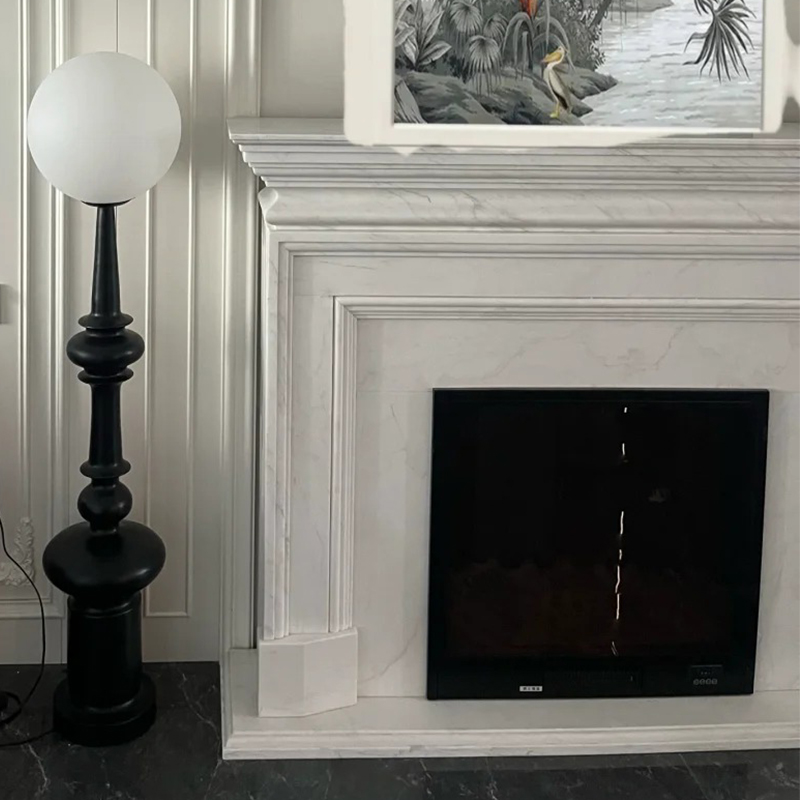 Luxury Style Customize Shape Classic Natural Stone Hand Craved Carrara White Marble Fireplace for Indoor Hotel Villa Decor
