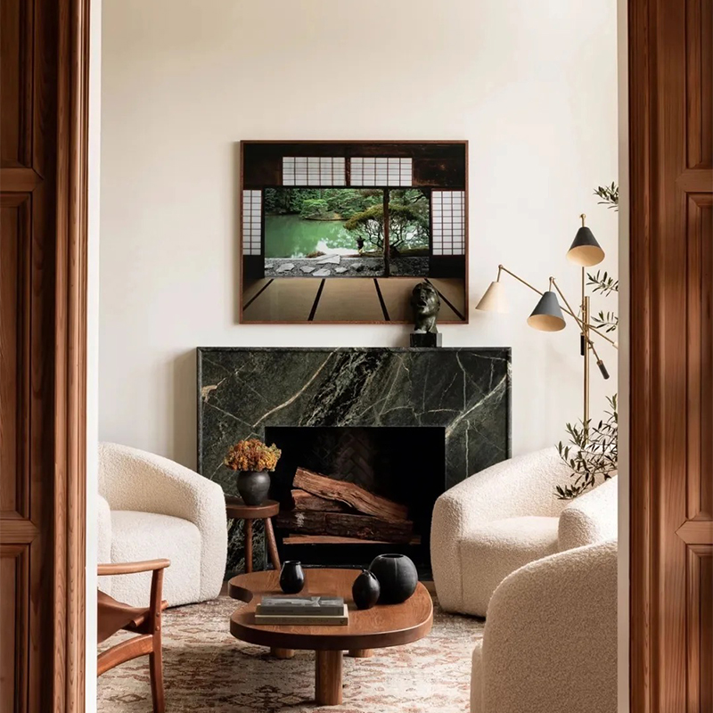 Luxury Natural Stone Hand Craved Real Italian Calacatta Green Marble Fireplace Surround Mantel for Indoor Hotel Villa Decor