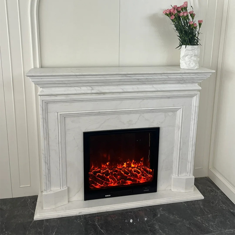 Living Room Customized Marble Mantel Modern Style Marble Fireplace Surround Marble Fireplace Made by Block Slabs