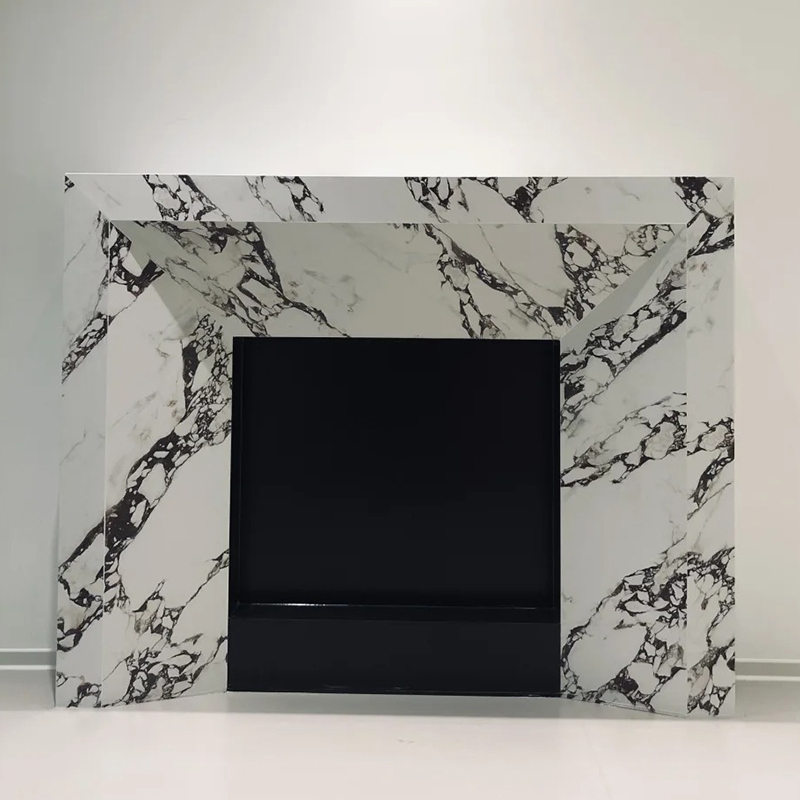 Living Room Customized Marble Mantel Modern Style Marble Fireplace Surround Marble Fireplace Made by Block Slabs