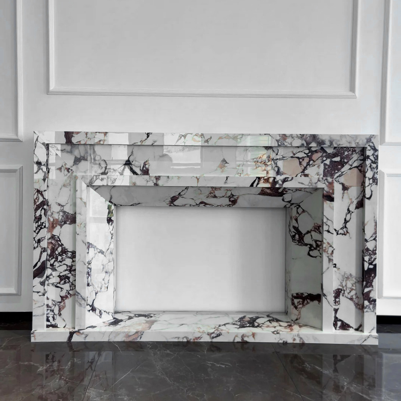 Luxury Style Indoor Wood Burning Natural Stone Ctaved A Grade Carrara White Marble Fireplace Mantel for Hotel Villa Decor