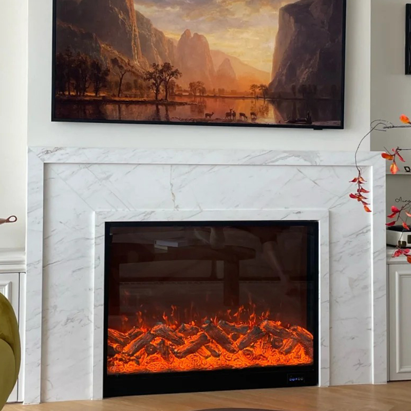 Luxury Style Indoor Wood Burning Natural Stone Ctaved A Grade Carrara White Marble Fireplace Mantel for Hotel Villa Decor