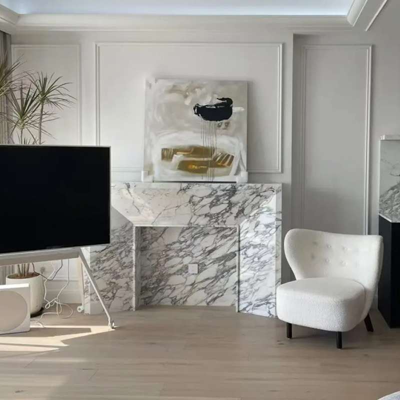 Luxury Style Natural Bvlgari Calacatta Viola Marble Fireplace Surround for Villa Livingroom Hotel Indoor Decoration