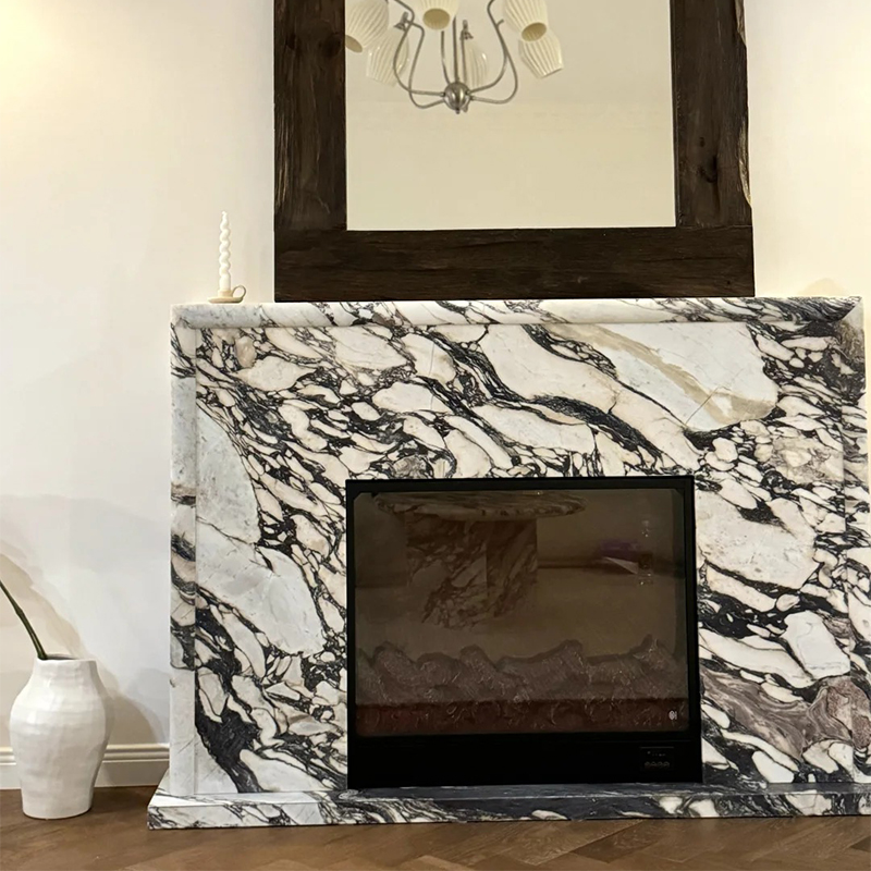 Luxury Style Natural Bvlgari Calacatta Viola Marble Fireplace Surround for Villa Livingroom Hotel Indoor Decoration