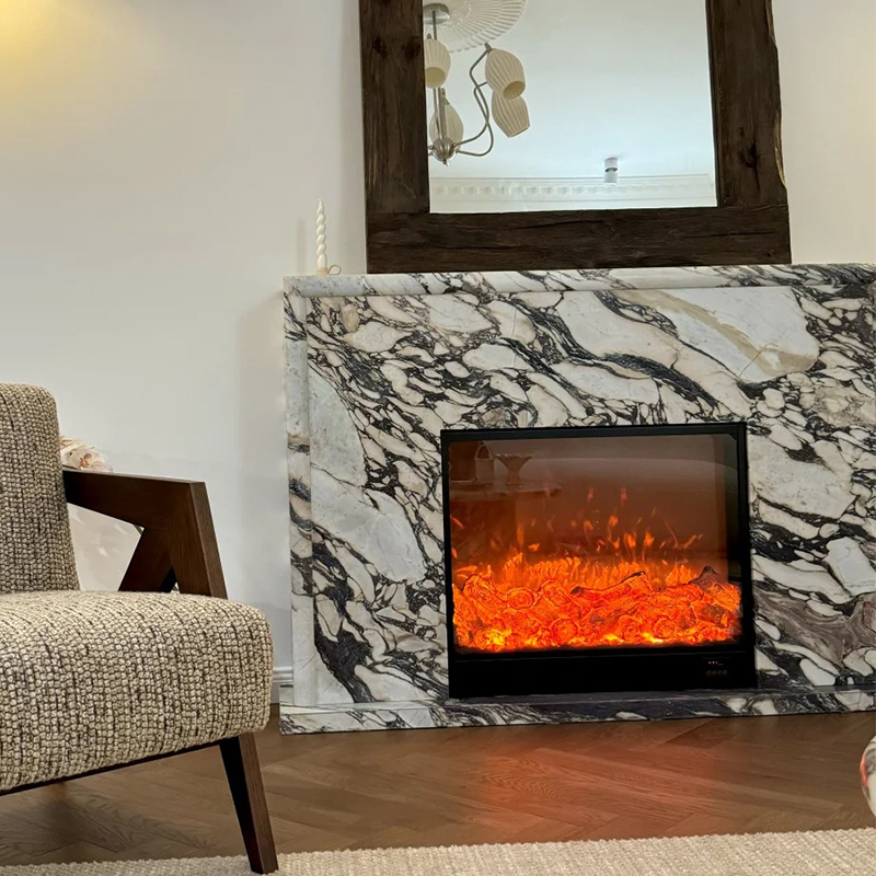Luxury Style Natural Bvlgari Calacatta Viola Marble Fireplace Surround for Villa Livingroom Hotel Indoor Decoration
