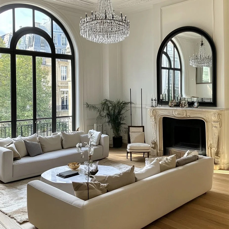 Luxury Style Natural Stone Beige Marble Fireplace Surround for Villa Livingroom Hotel Indoor Decoration