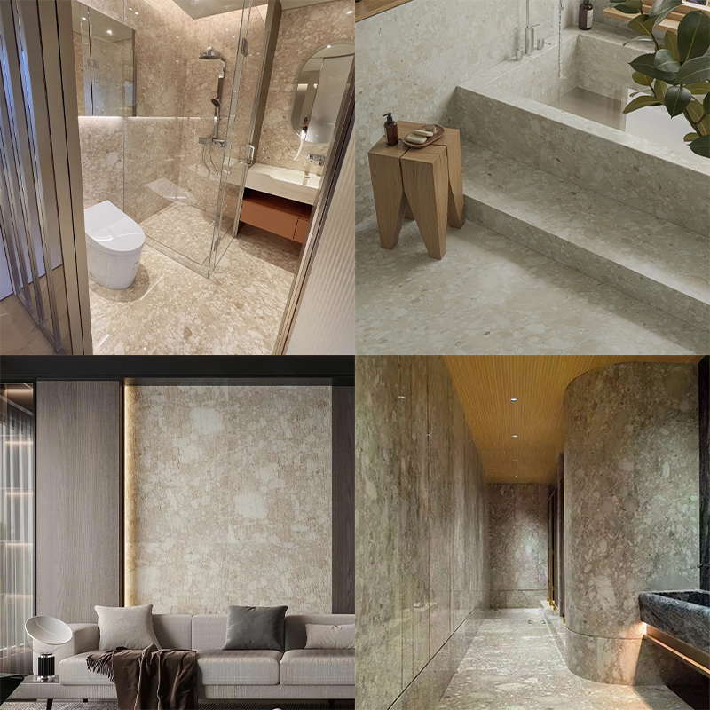 100% Customzie Size Natural Beige Marble for Home Engineering Luxury Villa Mansion Decor