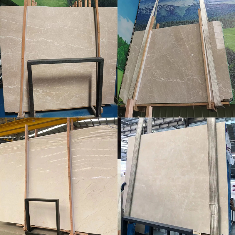 Cut to Size Natural Dark Beige Marble Slab for Villa Decoration Dining Table Kitchen Island Countertop Mansion Decor