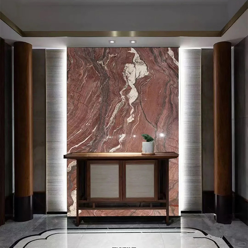 Wholesale Price Natural Red Marble with White Veins Slab Stone for Exterior Interior Wall Decoration Floor Tiles Villa Mansion Projects Luxury Home Furniture