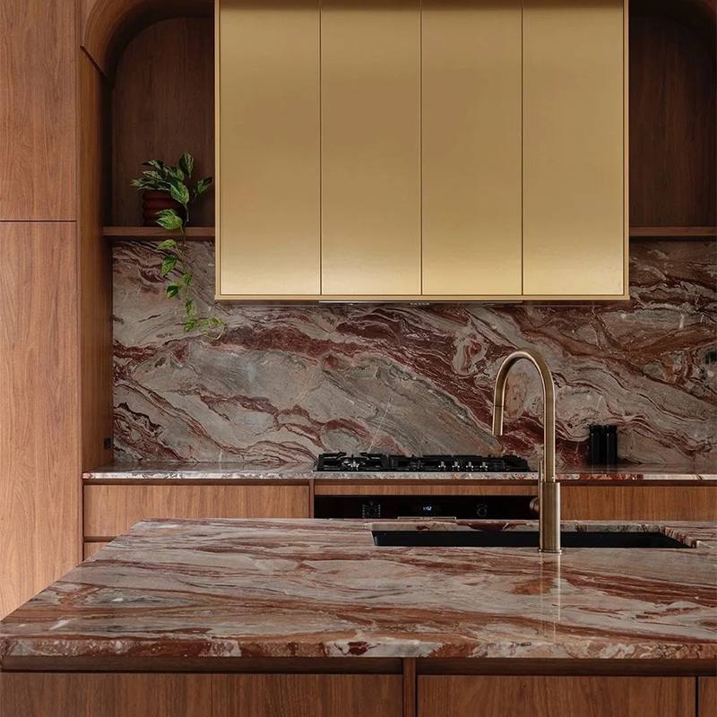 Wholesale Price Natural Red Marble with White Veins Slab Stone for Exterior Interior Wall Decoration Floor Tiles Villa Mansion Projects Luxury Home Furniture