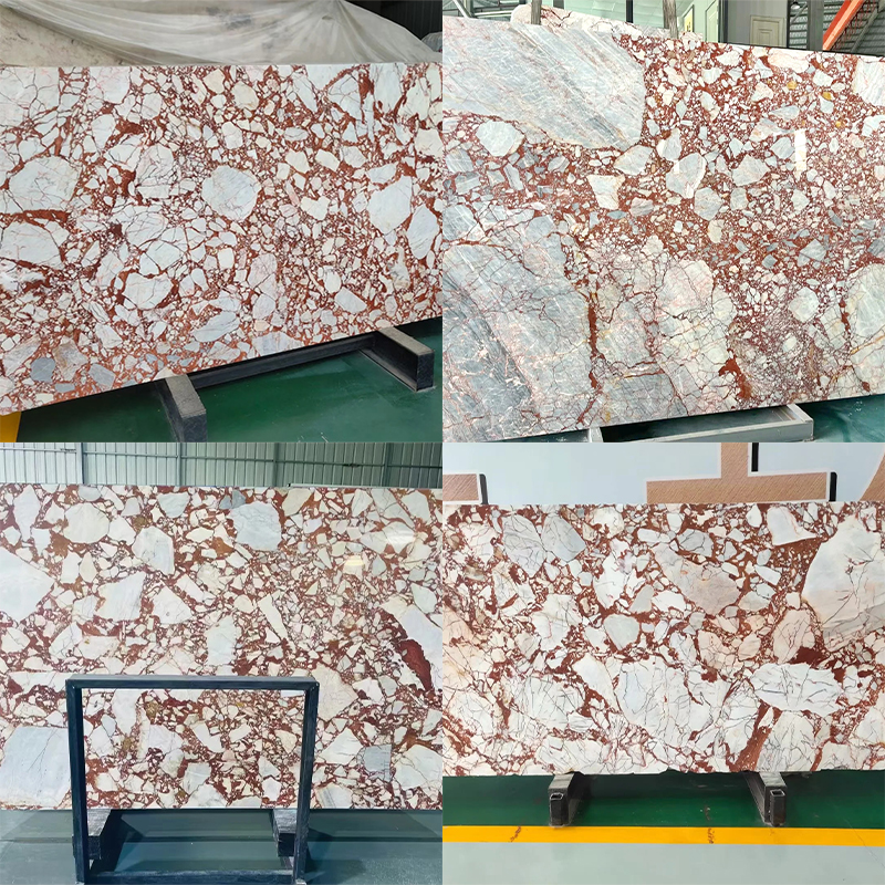 Factory Price Luxury Natural Calacatta Red Marble Slab Stone for Exterior Interior Wall Decoration Floor Tiles Villa Mansion Projects Luxury Home Furniture