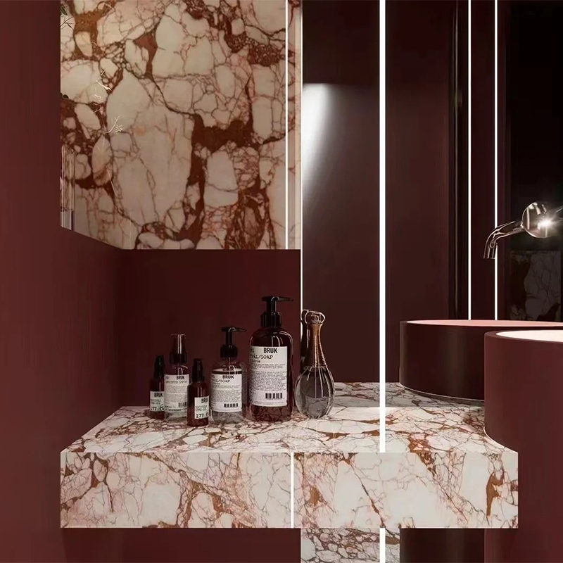Factory Price Luxury Natural Calacatta Red Marble Slab Stone for Exterior Interior Wall Decoration Floor Tiles Villa Mansion Projects Luxury Home Furniture