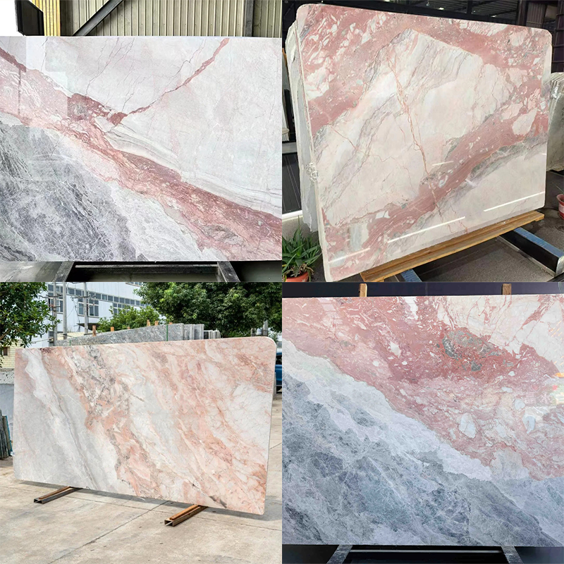 Luxury Rainbow Pink Marble Stone Slab for Exterior Interior Wall Decoration Floor Tiles Villa Mansion Projects Luxury Home Furniture Kitchen Countertop