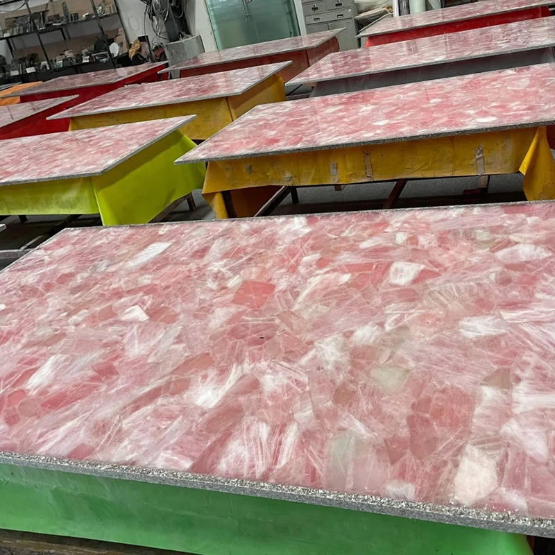 Luxury Light Translucent Pink Krystal Marble Stone Slab for Exterior Interior Wall Decoration Floor Tiles Villa Mansion Projects Luxury Home Furniture Kitchen Countertop