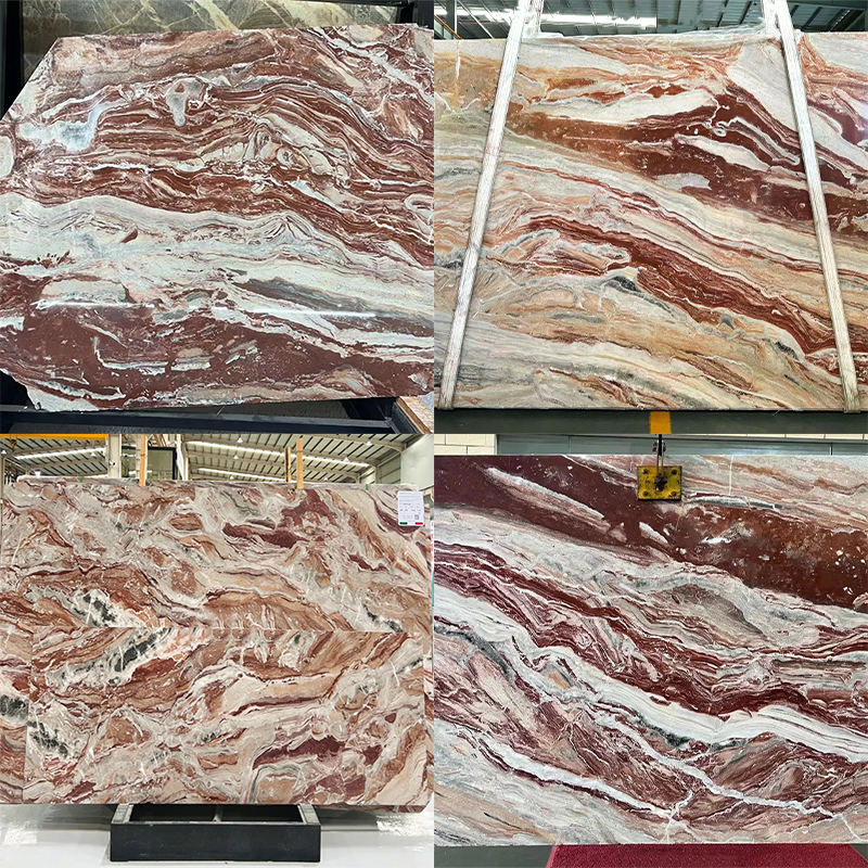 100% Natural Monica Red Marble Stone Slab for Exterior Interior Wall Decoration Floor Tiles Villa Mansion Projects Luxury Home Furniture Kitchen Countertop Bathroom Vanity