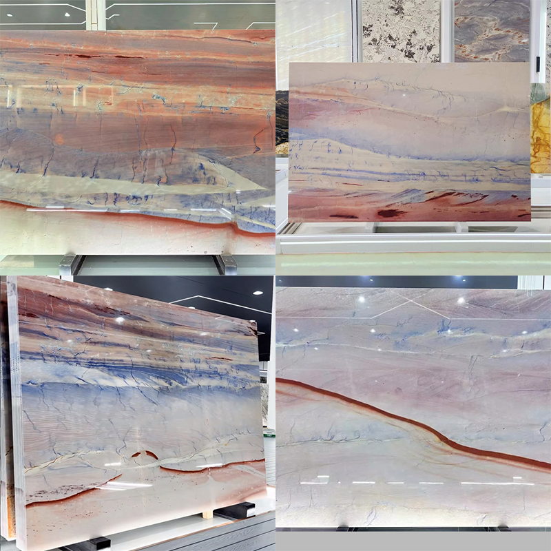 Luxury Royal Rainbow Red Marble Stone Slab for Exterior Interior Wall Decoration Floor Tiles Villa Mansion Projects Luxury Home Furniture Kitchen Countertop Bathroom Vanity