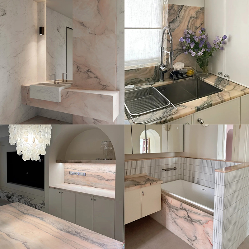 Luxury Royal Smoky Pink Marble Slab for Exterior Interior Wall Decoration Floor Tiles Villa Mansion Projects Luxury Home Furniture Kitchen Countertop Bathroom Vanity