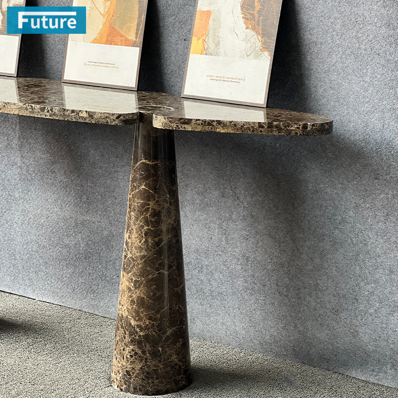 Luxury Modern Style Modern Design Dark Brown Marble Console Table with Two Legsfor Entry Hall Hotel Decor Home Entrance Villa Decoration Porjects