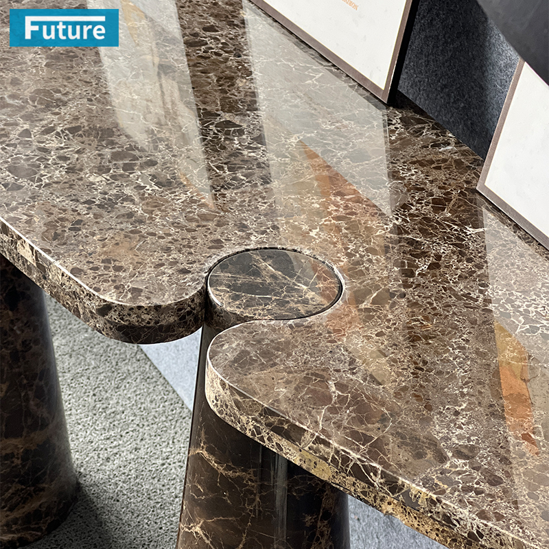 Luxury Modern Style Modern Design Dark Brown Marble Console Table with Two Legsfor Entry Hall Hotel Decor Home Entrance Villa Decoration Porjects