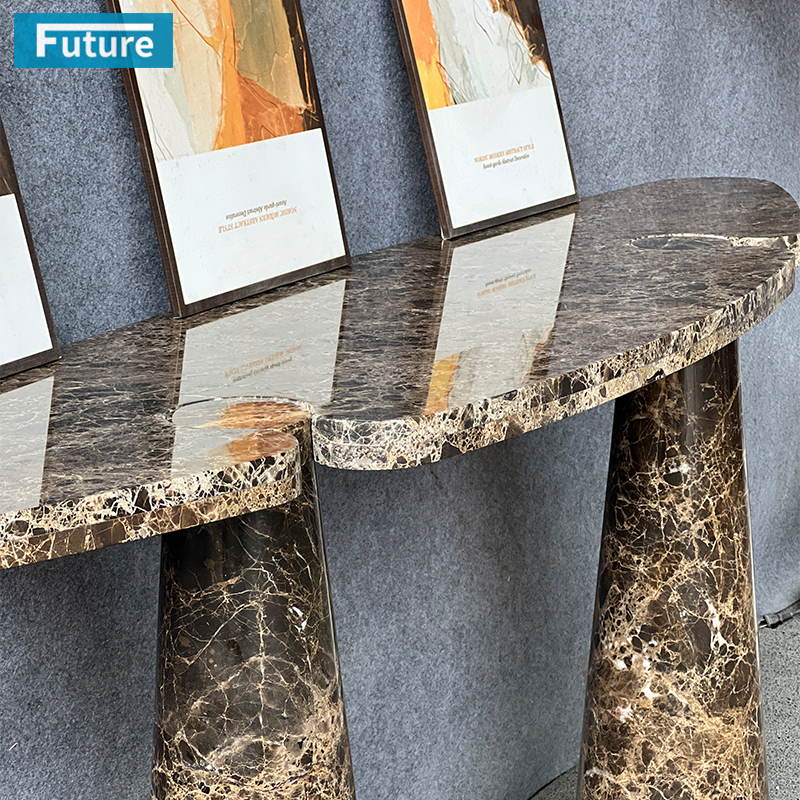 Luxury Modern Style Modern Design Dark Brown Marble Console Table with Two Legsfor Entry Hall Hotel Decor Home Entrance Villa Decoration Porjects