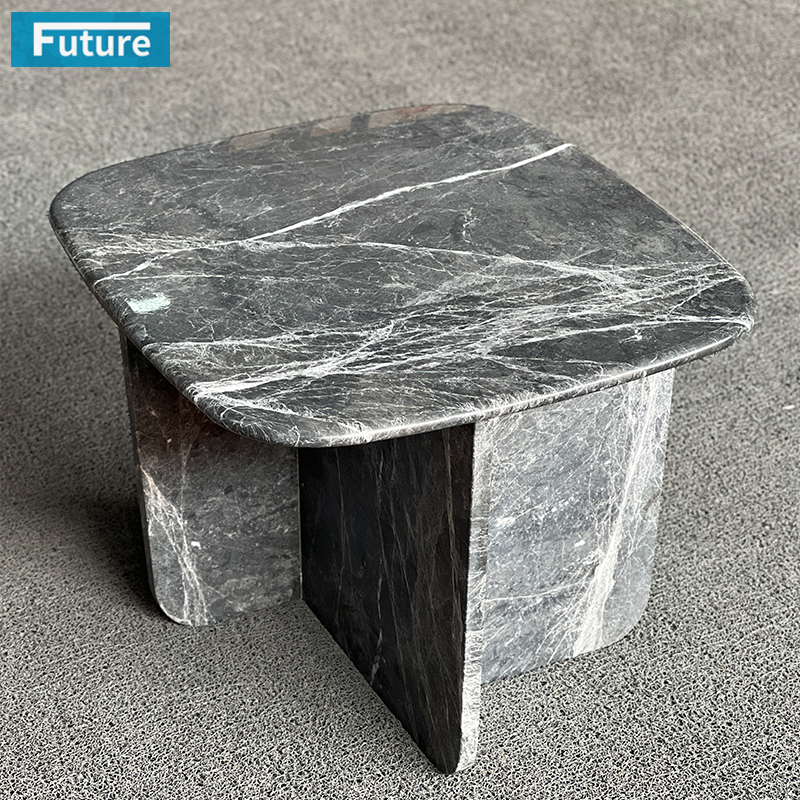 Luxury Style Hermes Light Gray Marble Side Tea Table for Livingroom Diningroom Coffee Shop Luxury Furniture