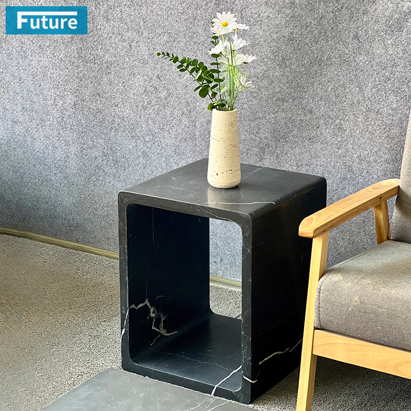Luxury Style Nero Black Marqulina Marble Side Tea Table for Livingroom Diningroom Coffee Shop Luxury Furniture