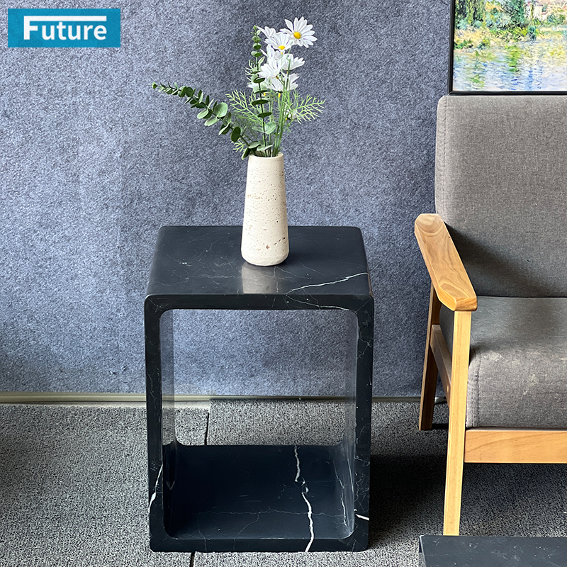 Luxury Style Nero Black Marqulina Marble Side Tea Table for Livingroom Diningroom Coffee Shop Luxury Furniture