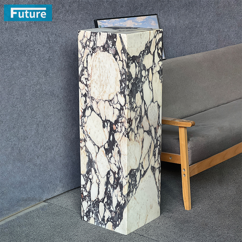 Luxury Style Cuboid Shpae Calacatta Viola Marble Side Table for Livingroom Diningroom Coffee Shop Luxury Furniture