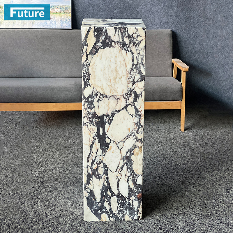 Luxury Style Cuboid Shpae Calacatta Viola Marble Side Table for Livingroom Diningroom Coffee Shop Luxury Furniture