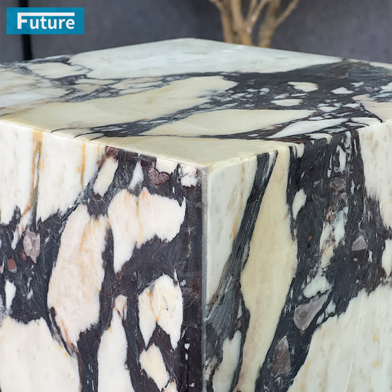 Luxury Style Cuboid Shpae Calacatta Viola Marble Side Table for Livingroom Diningroom Coffee Shop Luxury Furniture