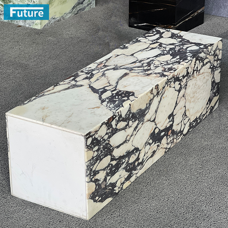 Luxury Style Cuboid Shpae Calacatta Viola Marble Side Table for Livingroom Diningroom Coffee Shop Luxury Furniture