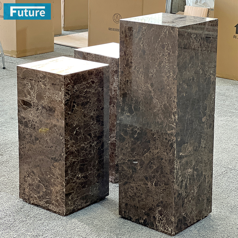 Luxury Style Cuboid Shpae Emperador Dark Brown Marble Side Table for Livingroom Diningroom Coffee Shop Luxury Furniture